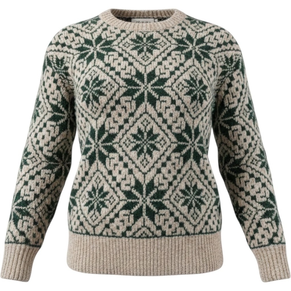 LORD JEFF Mountain Marls Sweater Womens Large Green Wool Blend Geometric VTG